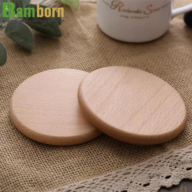Coaster din bambus natural pentru căni de cafea